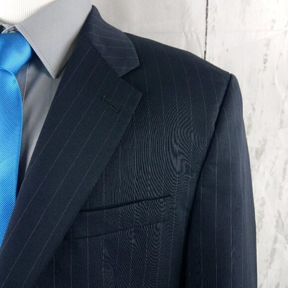 Lauren Ralph Lauren Macys Blue Striped Suit Blazer - Picture 4 of 14